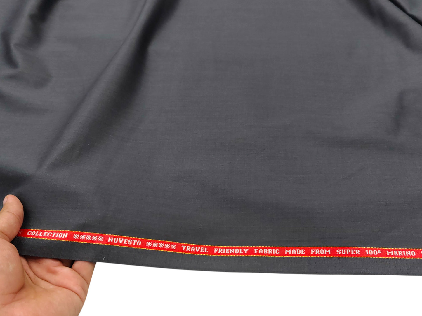 Raymond Nuvesto Super 100's Suiting Fabric (Grey, Plain Weave)