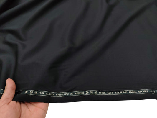 Raymond The Elanza Collection 70% Wool Super 120's Suiting Fabric (Pure Black, Plain Weave)