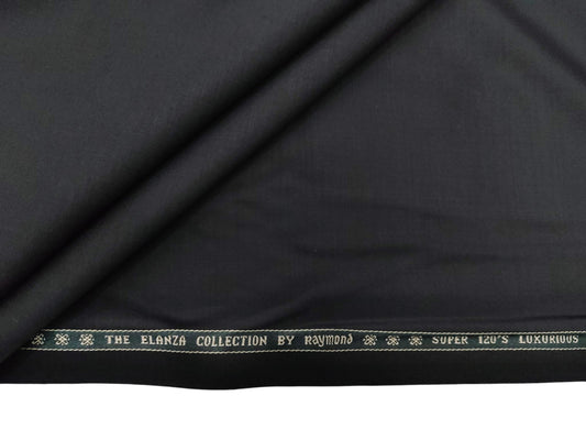 Raymond The Elanza Collection 70% Wool Super 120's Suiting Fabric (Pure Black, Plain Weave)
