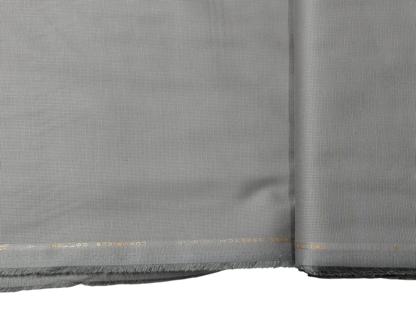 Dickens & Browne 100% Cotton Stretch Suiting Fabric (Silver Grey, Textured)