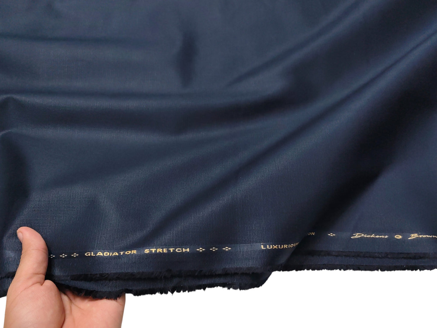 Dickens & Browne 100% Cotton Stretch Suiting Fabric (Navy BlueTextured)