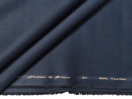 Dickens & Browne 100% Cotton Stretch Suiting Fabric (Navy BlueTextured)