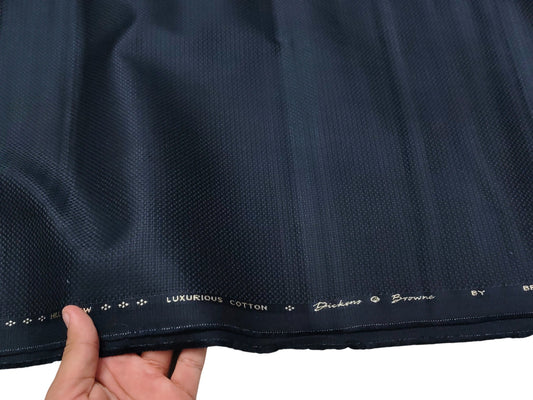 Dickens & Browne Hill View 100% Cotton Stretch Suiting Fabric (Navy Blue, Textured)
