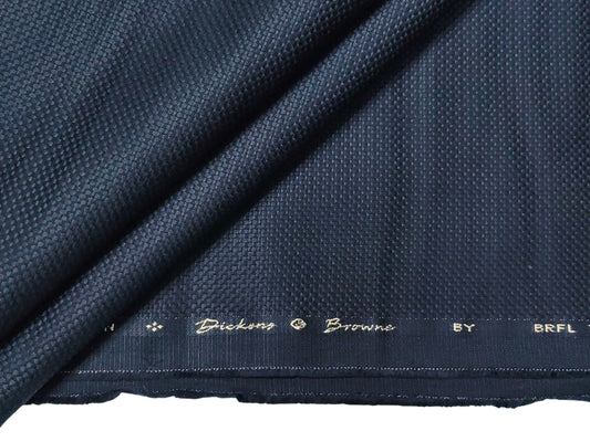 Dickens & Browne Hill View 100% Cotton Stretch Suiting Fabric (Navy Blue, Textured)