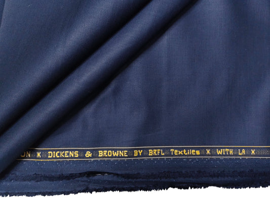 Dickens & Browne 100% Cotton Suiting Fabric (Blue, Plain Weave)