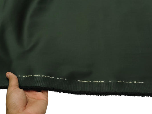 Dickens & Browne 100% Cotton Stretch Suiting Fabric (Bottle Green, Plain Weave)