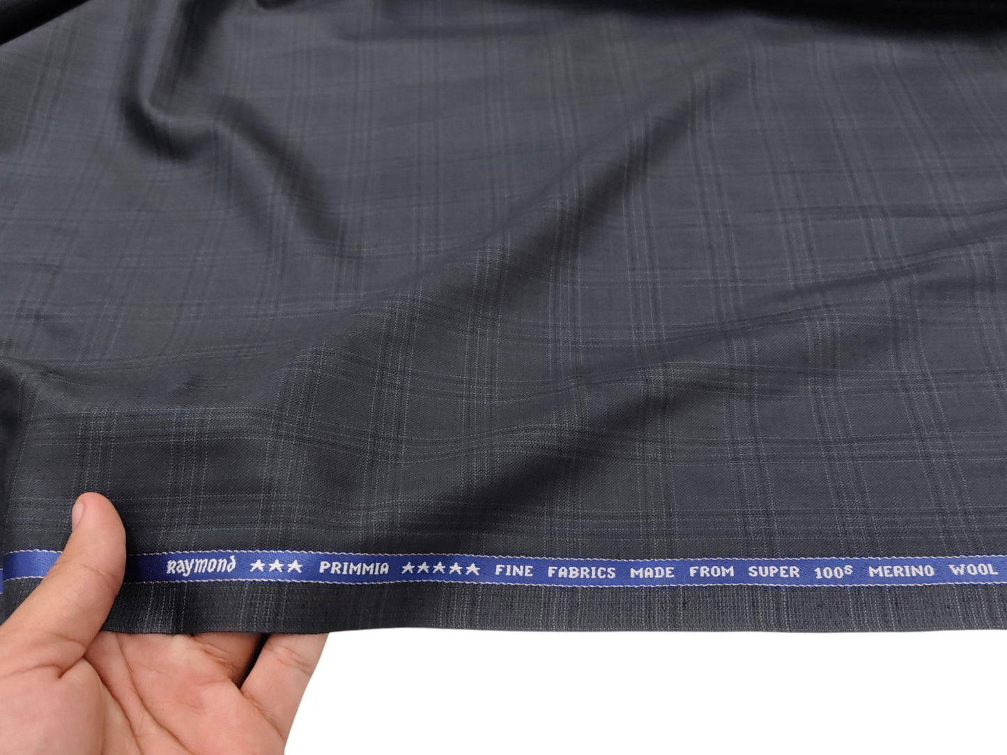 Raymond Primmia Super 100's Suiting Fabric (Gray, Checks)