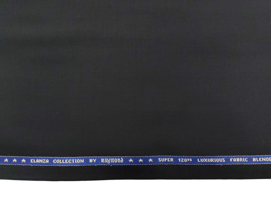 Raymond Elanza Collection 70% Wool Super 120's Suiting Fabric (Black, Plain Weave)