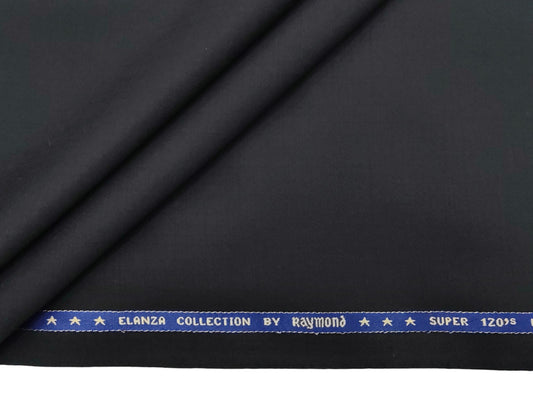 Raymond Elanza Collection 70% Wool Super 120's Suiting Fabric (Black, Plain Weave)