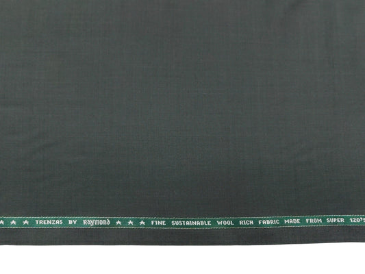 Raymond Trenzas 70% Wool Super 120's Suiting Fabric (Green, Plain Weave)