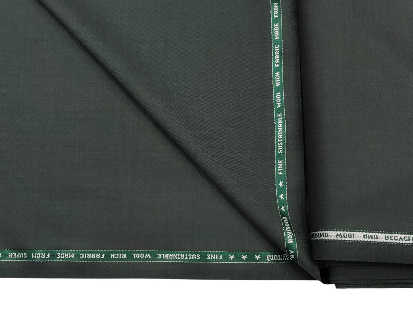Raymond Trenzas 70% Wool Super 120's Suiting Fabric (Green, Plain Weave)