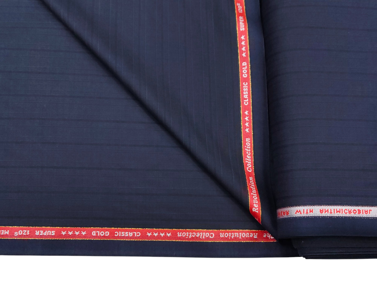 Raymond Classic Gold Super 120's Suiting Fabric (Navy Blue, Striped)
