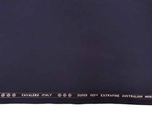 Cavalero Italy 95% Wool Super 150s Suiting Fabric (Navy Blue, Plain Weave)