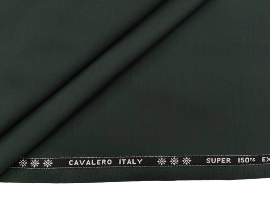 Cavalero Italy 70% Wool Super 150s Suiting Fabric (Bottle GreenPlain Weave)