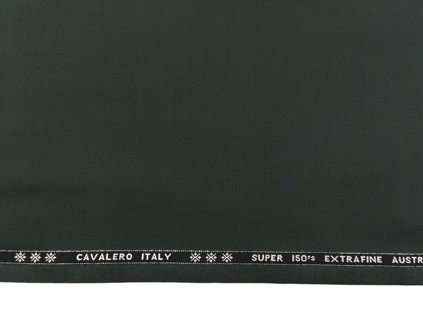 Cavalero Italy 70% Wool Super 150s Suiting Fabric (Bottle GreenPlain Weave)