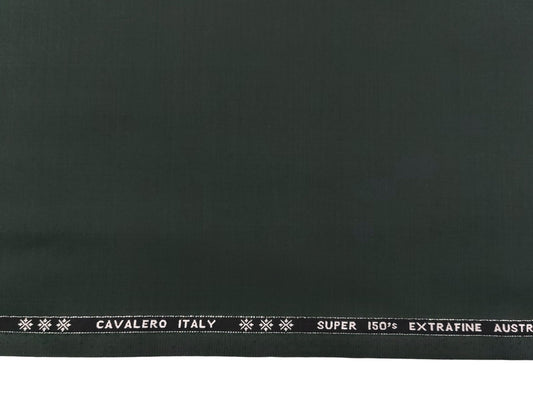 Cavalero Italy 70% Wool Super 150s Suiting Fabric (Bottle GreenPlain Weave)