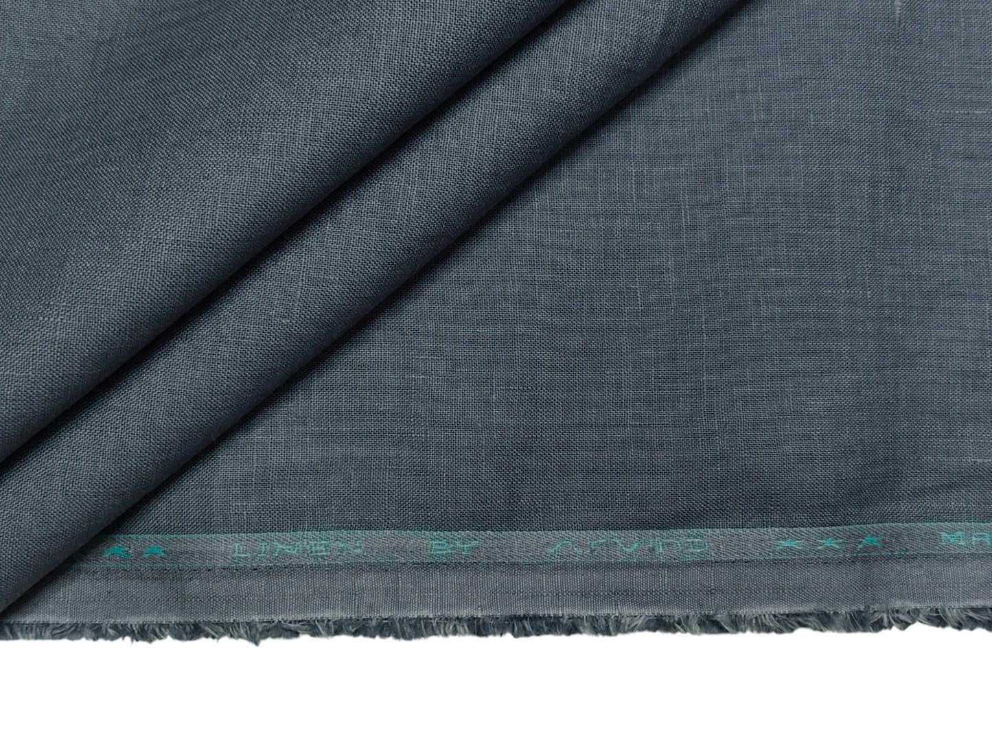 Arvind 100% Linen 60 Lea Shirting Fabric (Greyish Blue, Plain)