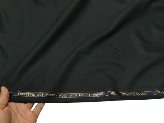 Georgia Gullini 50% Wool Super 180s Merino Wool Blend Suiting Fabric (Charcoal Grey, Plain Weave)