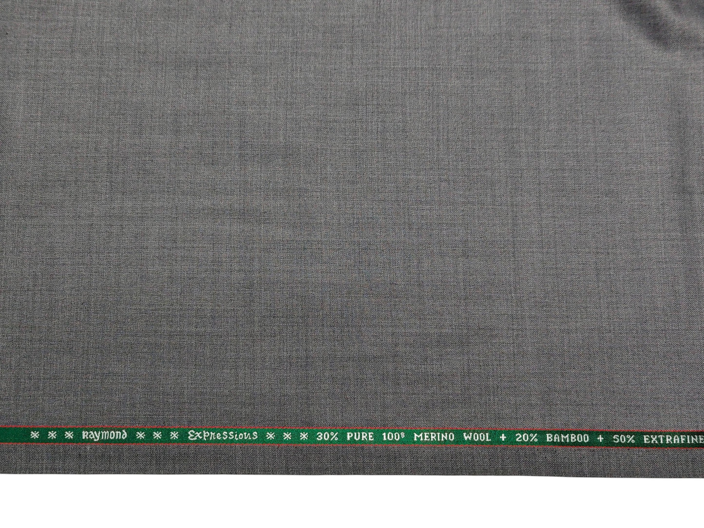 Raymond Expressions Super 100s Merino Wool Blend Suiting Fabric (Light Grey, Plain Weave)