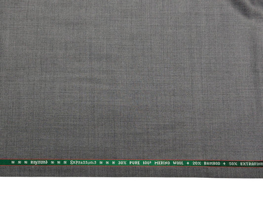 Raymond Expressions Super 100s Merino Wool Blend Suiting Fabric (Light Grey, Plain Weave)
