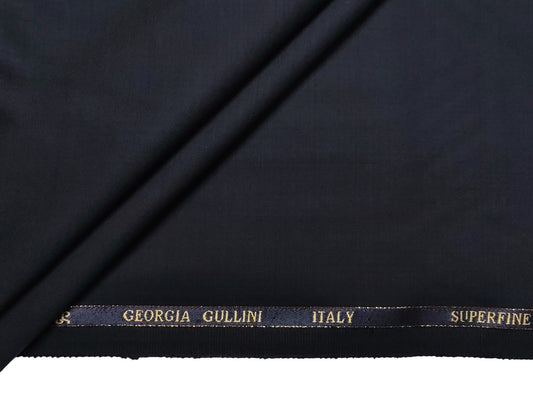 Georgia Gullini Super 150s Merino Wool Blend Suiting Fabric (Navy Blue, Plain Weave)