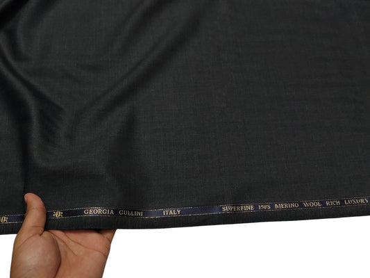 Georgia Gullini Super 150s Merino Wool Blend Suiting Fabric (Dark Grey, Plain Weave)