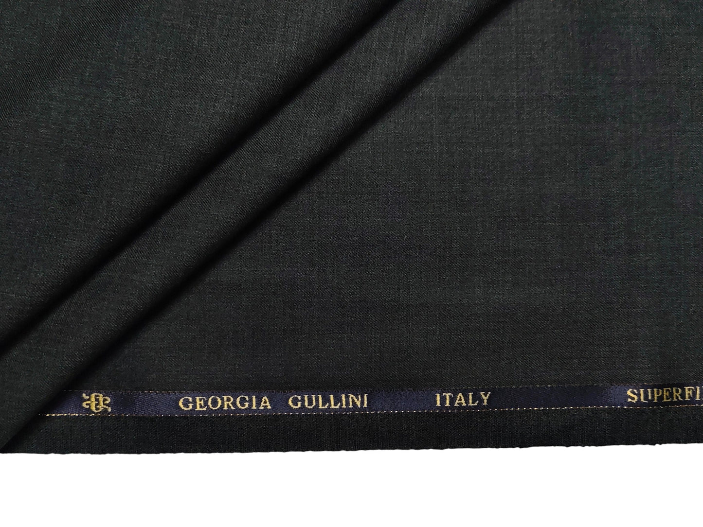 Georgia Gullini Super 150s Merino Wool Blend Suiting Fabric (Dark Grey, Plain Weave)