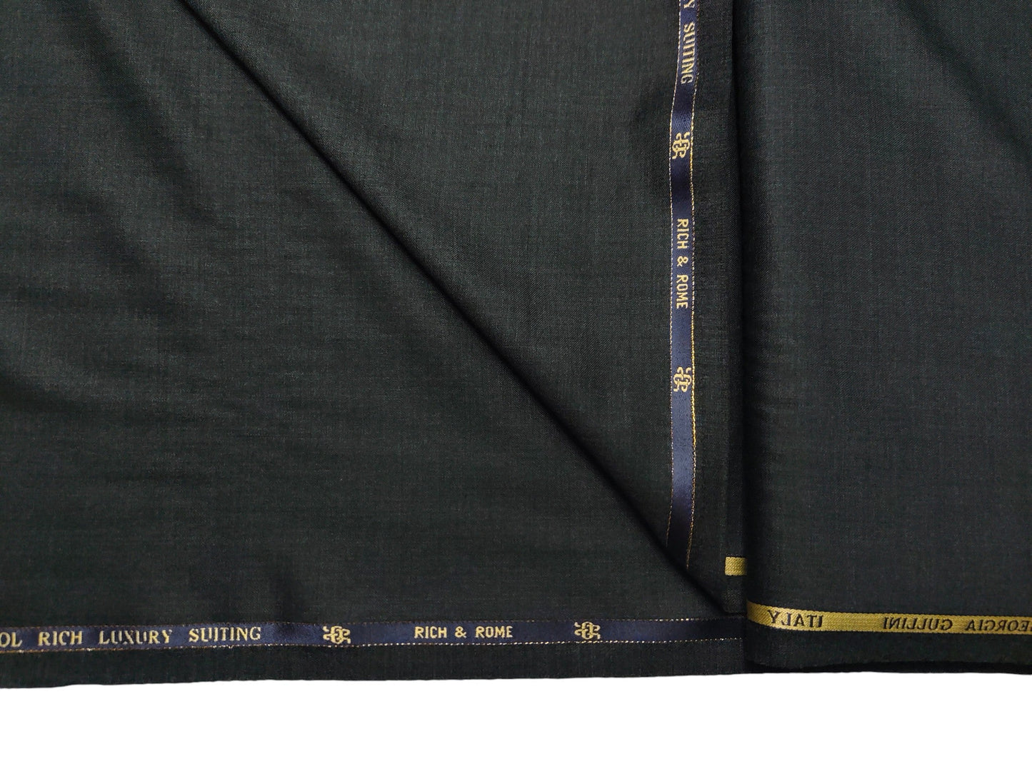 Georgia Gullini Super 150s Merino Wool Blend Suiting Fabric (Dark Grey, Plain Weave)