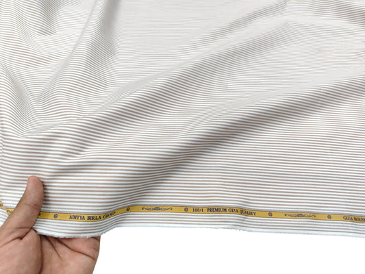 Giza House by Soktas 100/1 Premium Giza Cotton Shirting Fabric (Sandy Brown, Stripes)