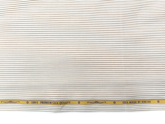 Giza House by Soktas 100/1 Premium Giza Cotton Shirting Fabric (Sandy Brown, Stripes)