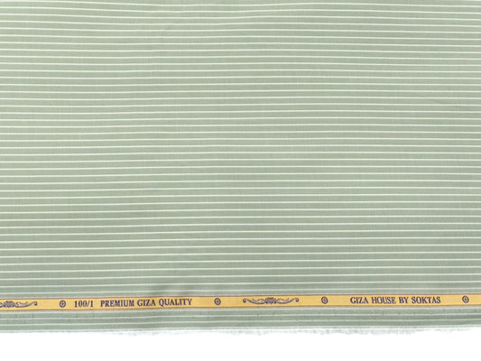 Giza House by Soktas 100/1 Premium Giza Cotton Shirting Fabric (Olive Green, Stripes)