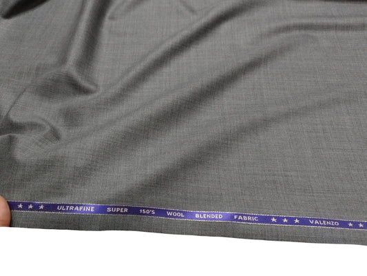 Valenzo 45% Ultrafine 150s Merino Wool Blend Suiting Fabric (Stone Gray, Self Design)