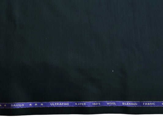 Valenzo 45% Ultrafine 150s Merino Wool Blend Suiting Fabric (Bottle Green, Plain Weave)