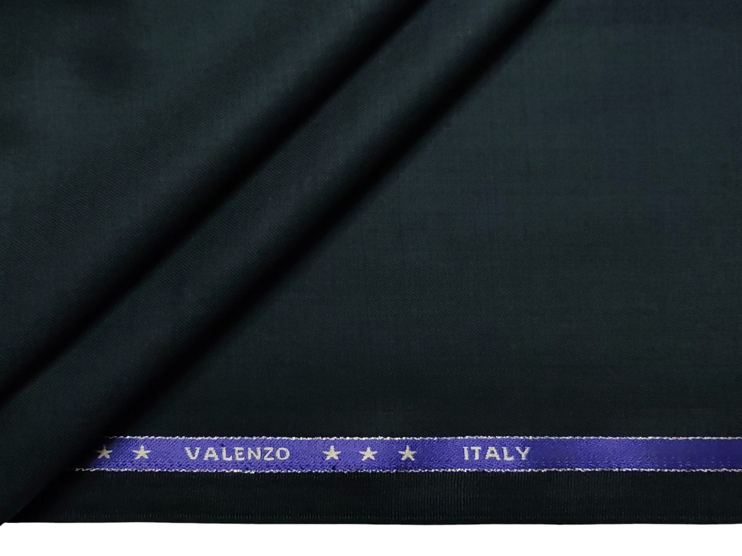 Valenzo 45% Ultrafine 150s Merino Wool Blend Suiting Fabric (Bottle Green, Self Design)