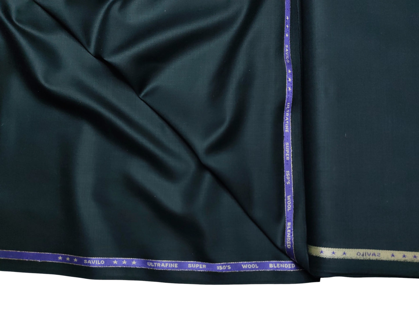 Valenzo 45% Ultrafine 150s Merino Wool Blend Suiting Fabric (Bottle Green, Self Design)