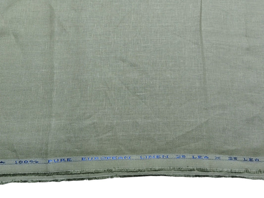 100% Pure European Linen Suiting Fabric (Sage Green, Plain Weave)