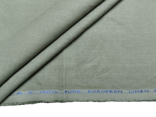 100% Pure European Linen Suiting Fabric (Sage Green, Plain Weave)