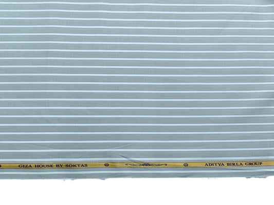 Giza House by Soktas Premium Giza Cotton Shirting Fabric (Gray, Stripes)