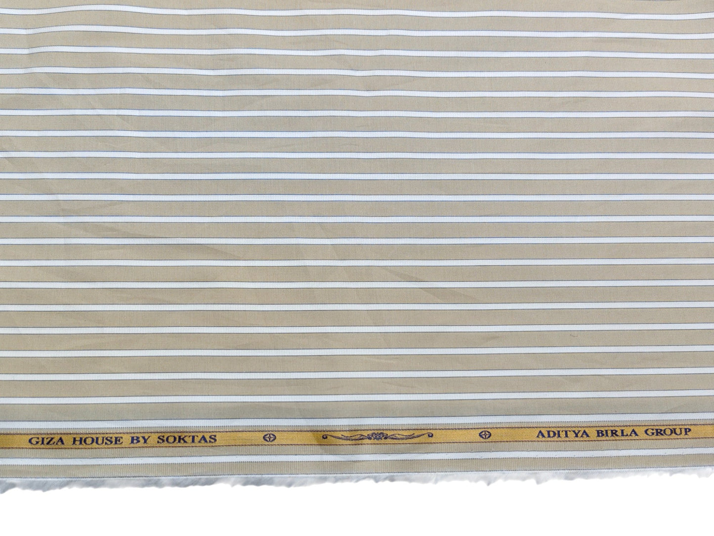 Giza House by Soktas Premium Giza Cotton Shirting Fabric (Classic Beige, Stripes)