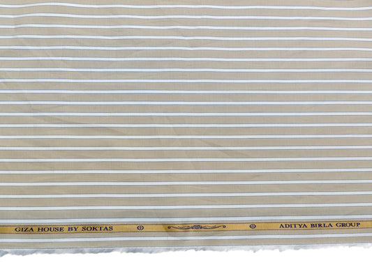Giza House by Soktas Premium Giza Cotton Shirting Fabric (Classic Beige, Stripes)