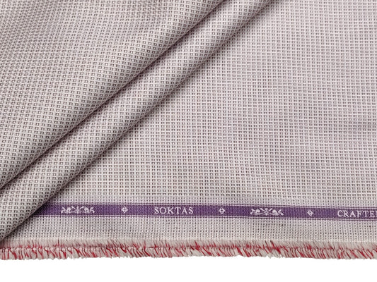 Giza House by Soktas 2/80 Finest Giza Cotton Shirting Fabric (Wine & White, Box Patterned)