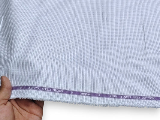 Giza House by Soktas 2/80 Finest Giza Cotton Shirting Fabric (White & Blue, Box Patterned)