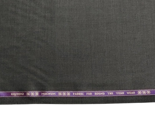 Raymond Magnum Merino Wool Blend Suiting Fabric (Dark Grey, Plain Weave)