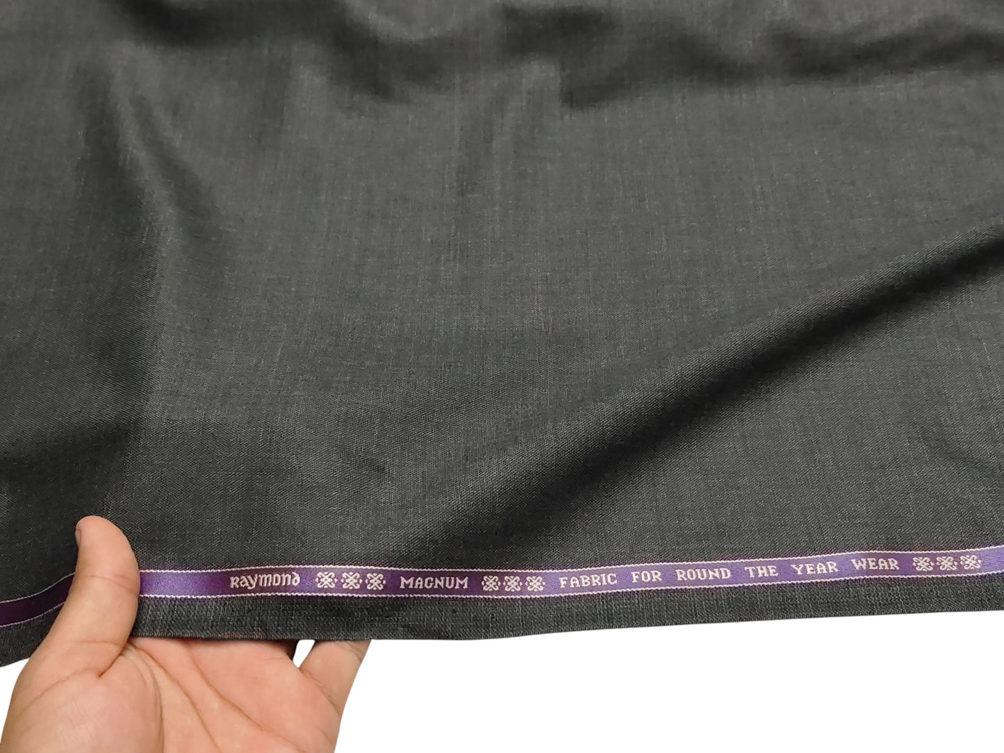 Raymond Magnum Merino Wool Blend Suiting Fabric (Dark Grey, Plain Weave)
