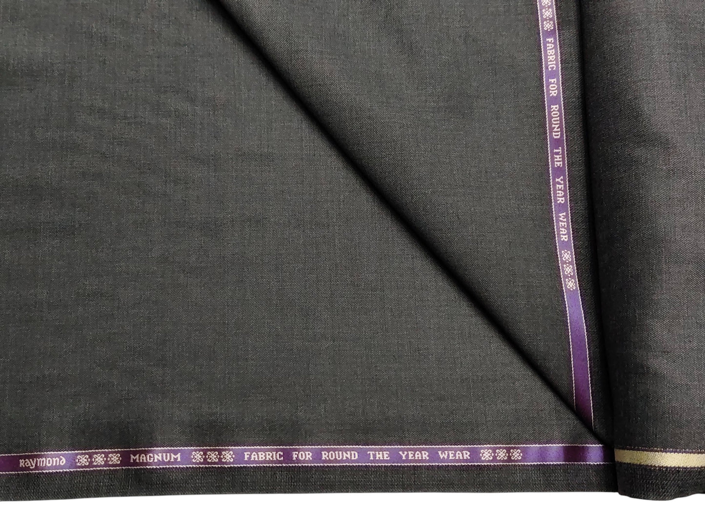 Raymond Magnum Merino Wool Blend Suiting Fabric (Dark Grey, Plain Weave)
