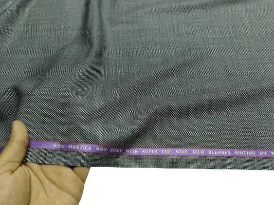 Raymond Nautica Super 120s Merino Wool Blend Suiting Fabric (Grey, Patterned)