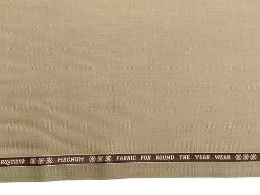 Raymond Magnum Merino Wool Blend Suiting Fabric (Beige , Plain Weave)