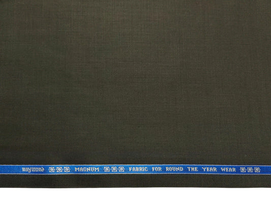 Raymond Magnum Merino Wool Blend Suiting Fabric (Deep Olive Green, Plain Weave)