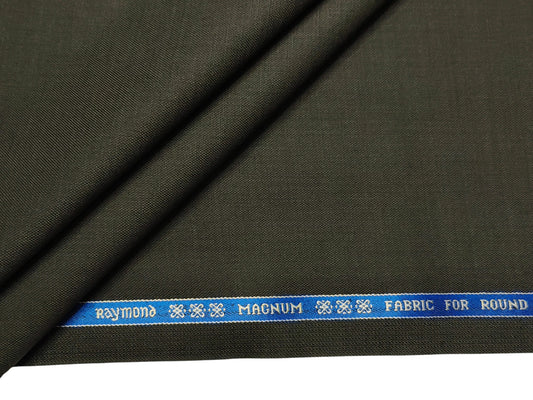Raymond Magnum Merino Wool Blend Suiting Fabric (Deep Olive Green, Plain Weave)