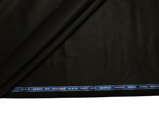 Raymond Lexus Super 100s Merino Wool Blend Suiting Fabric (Black, Plain Weave)